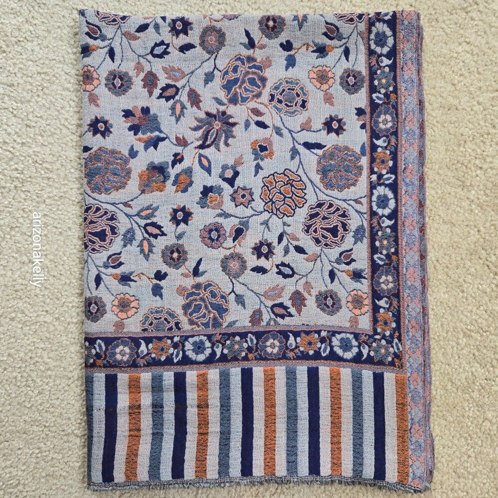 NWOT Cashmere Jacquard Jamawar Scarf Shawl - Picture 1 of 15